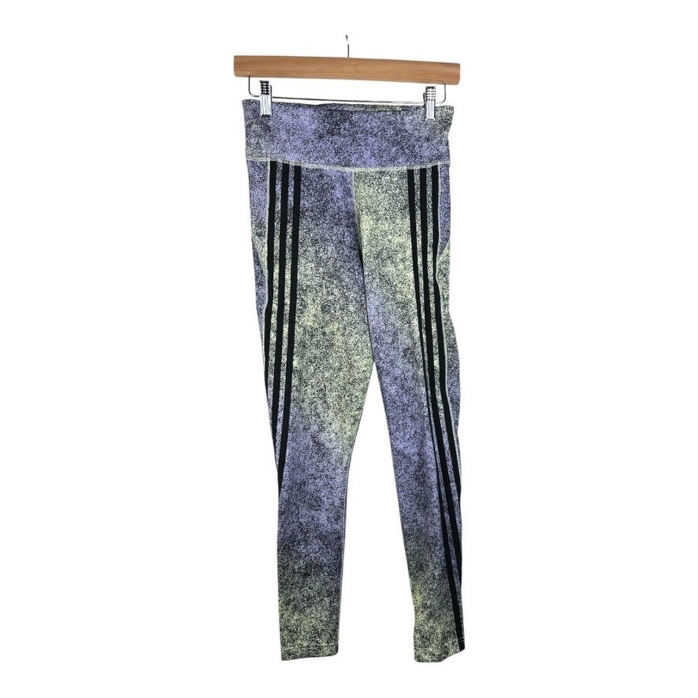 Adidas Three Stripe Full Length Leggings size Small Purple/Green